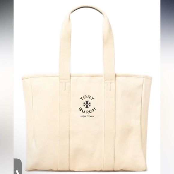 TORY BURCH NEW YORK NATURAL CANVAS BOAT TOTE!! NWT - Picture 1 of 7